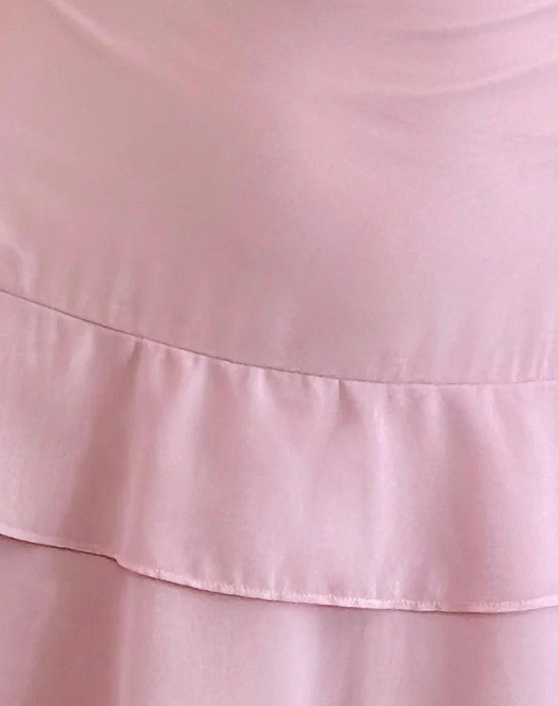 Riasi Ruffle Mini Dress in Chiffon Baby Pink - Image 5