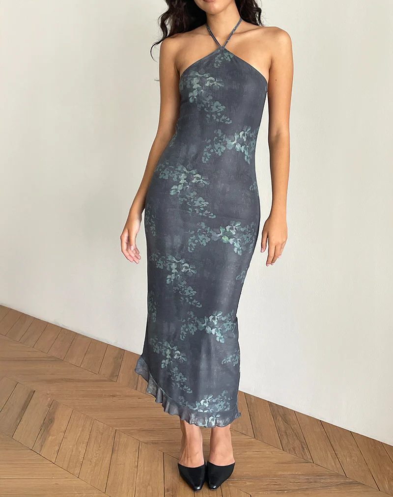 Ribka Midi Dress in Faded Botanical Green - Image 2