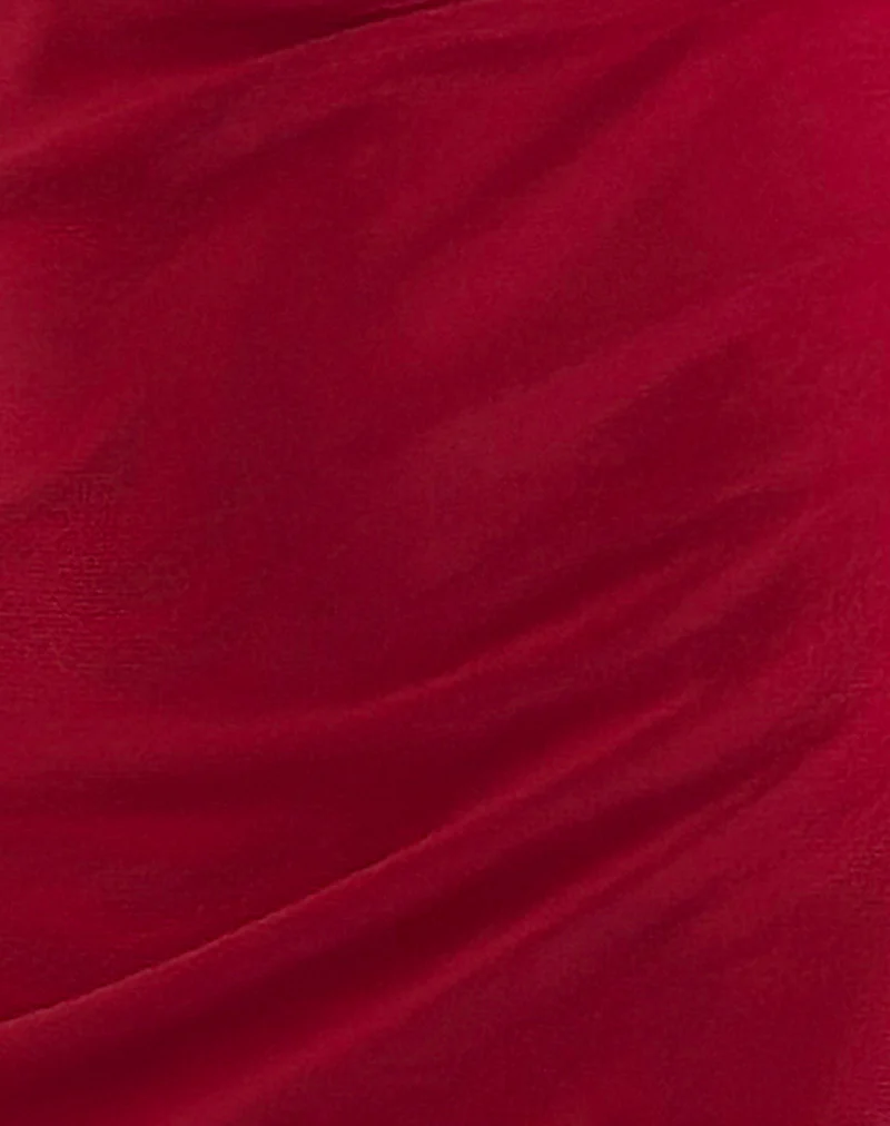 Ribka Halterneck Midi Dress in Mesh Cherry - Image 5