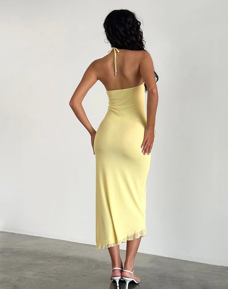 Ribka Midi Dress in Mesh Lemon - Image 3