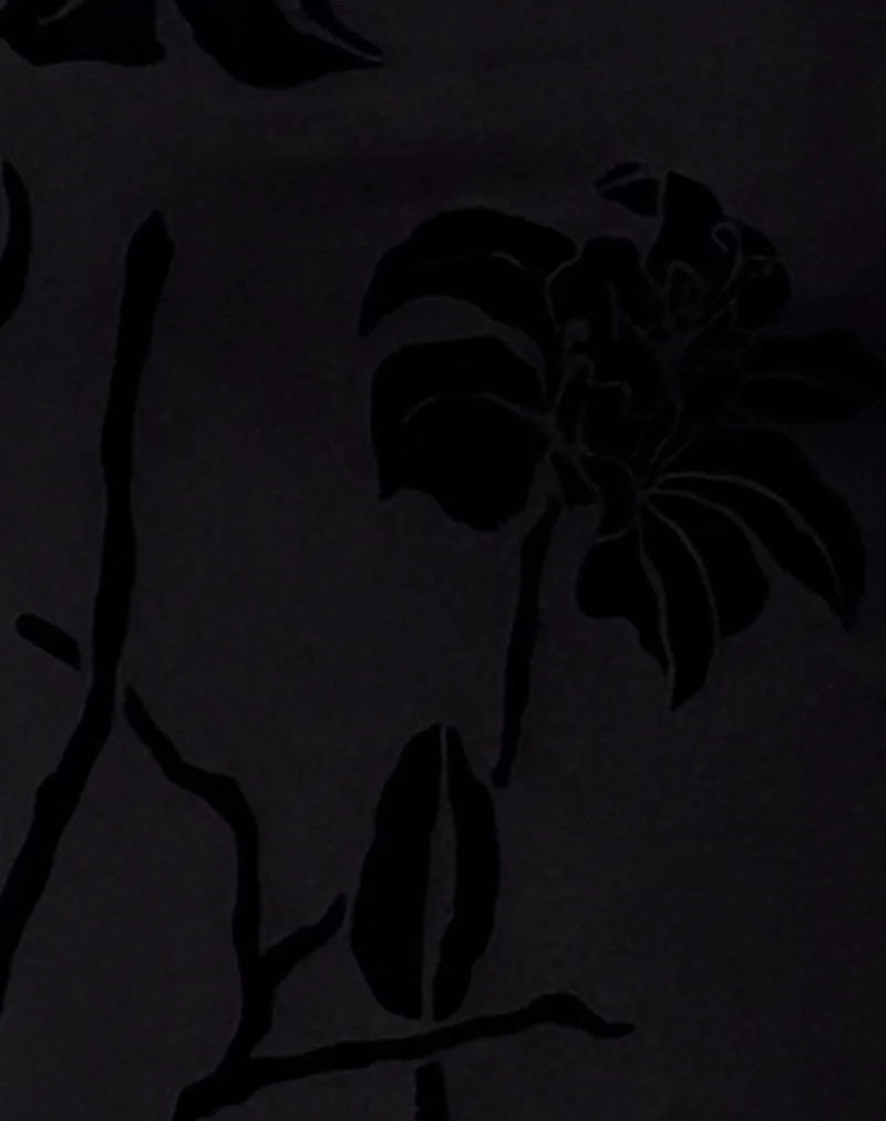 Ribka Halterneck Midi Dress in Orchids Flock Black - Image 6