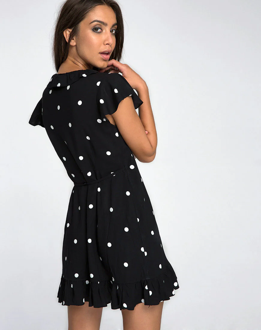 Rica Skater Dress in Black and White Polkadot - Image 4