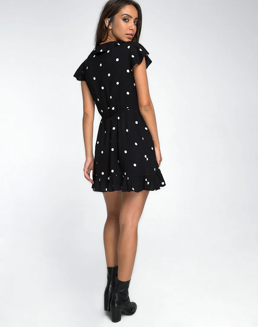 Rica Skater Dress in Black and White Polkadot - Image 6