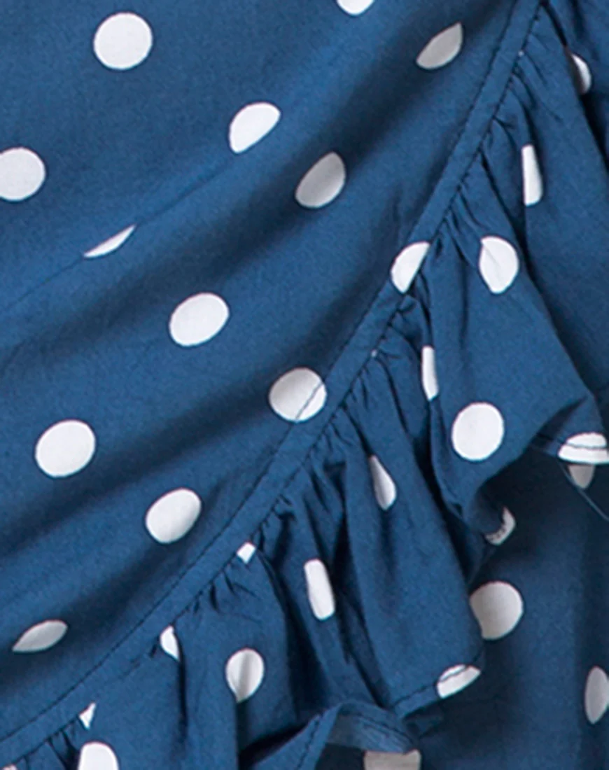 Rica Skater Dress in Medium Polka Navy - Image 4