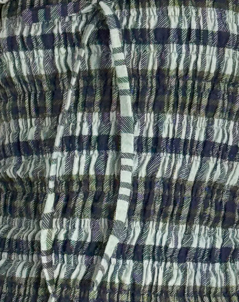 Rigia Bandeau Top in Linen Mono Check Green - Image 5