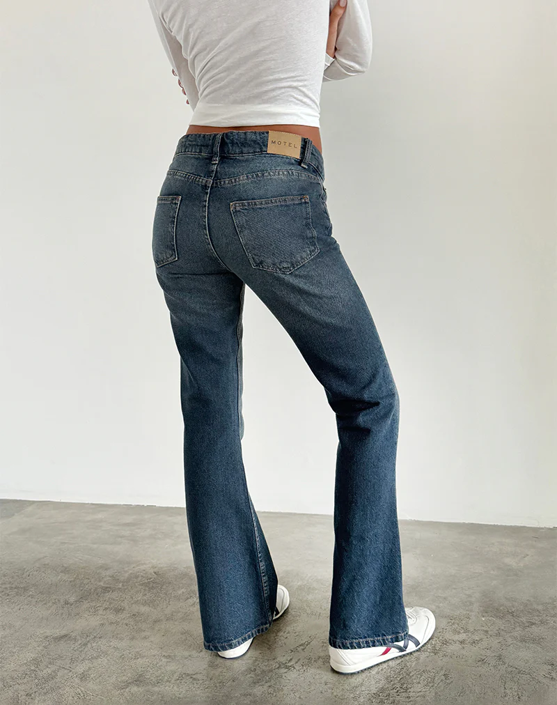Rigid Low Rise Flare Jeans in Dark Vintage - Image 4