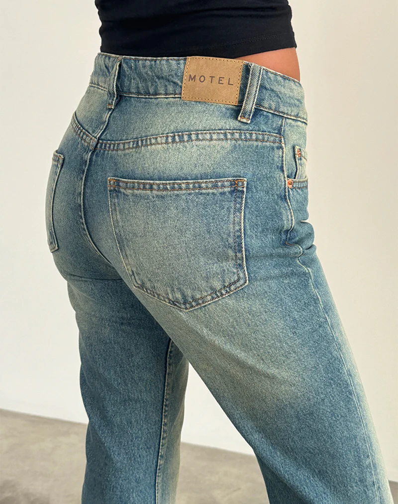 Rigid Low Rise Flare Jeans in Sea Green - Image 5