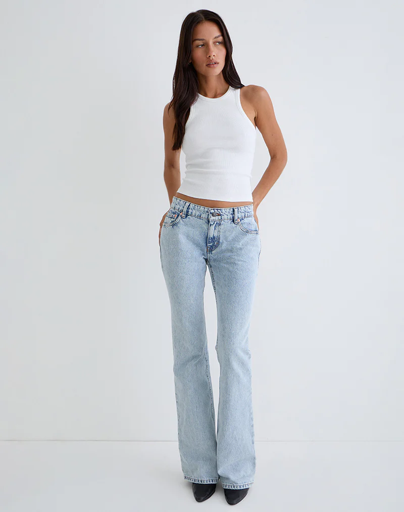 Rigid Low Rise Flare Jeans in 80s Light Wash - Image 4