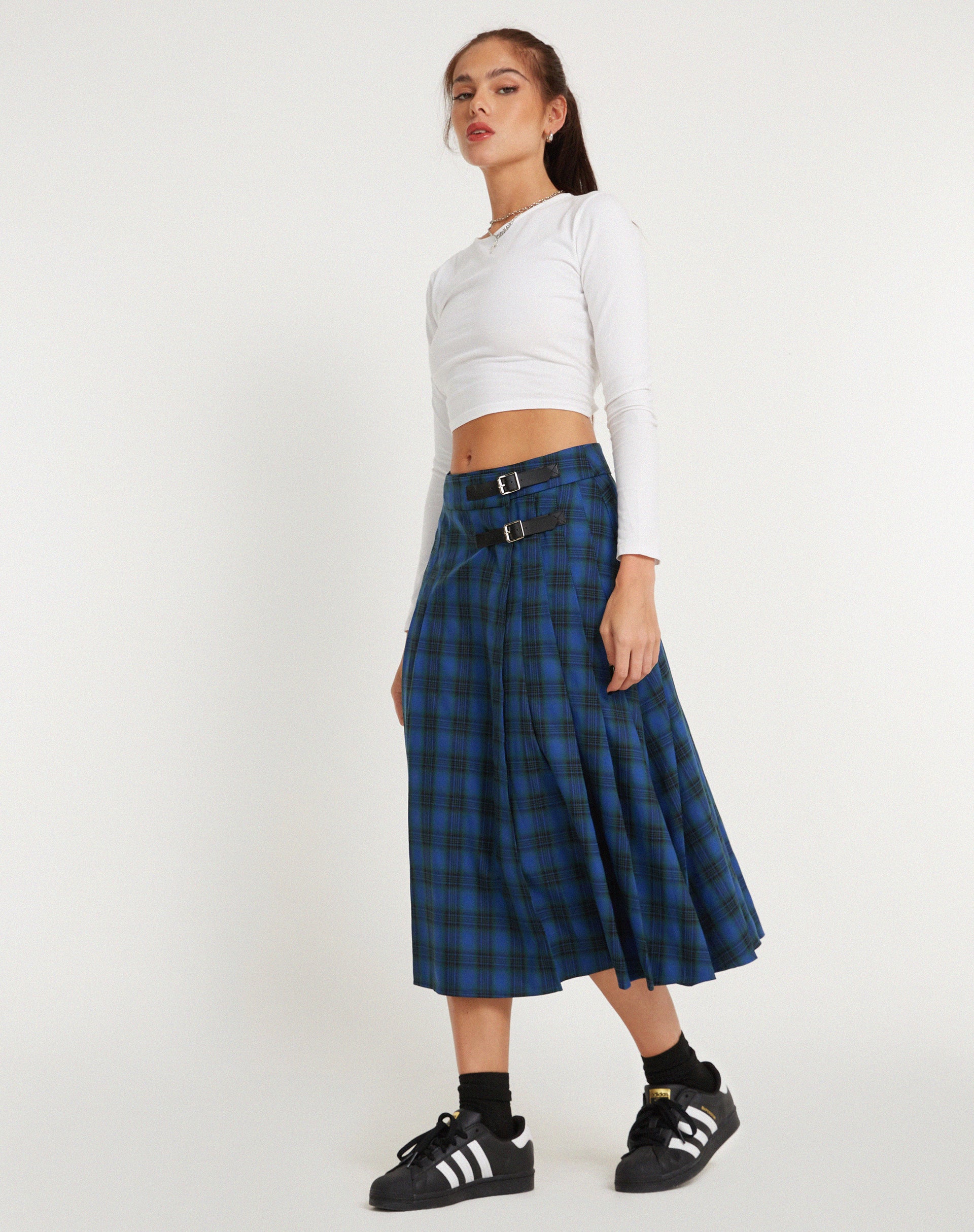 Rigifa Midi Skirt in Tartans Blue Grey - Image 4