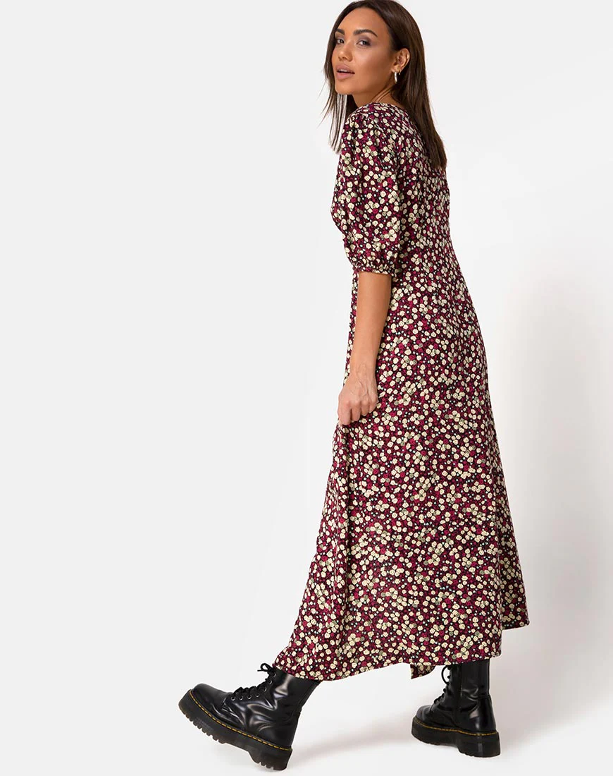 Rigita Dress in Floral Field Plum - Image 2