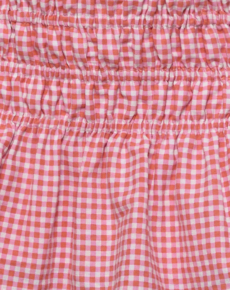 Rikako Mini Skirt in Mini Gingham Peach - Image 5