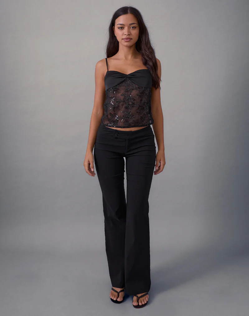Rikasu Top in Floral Chiffon Sequin Black - Image 3