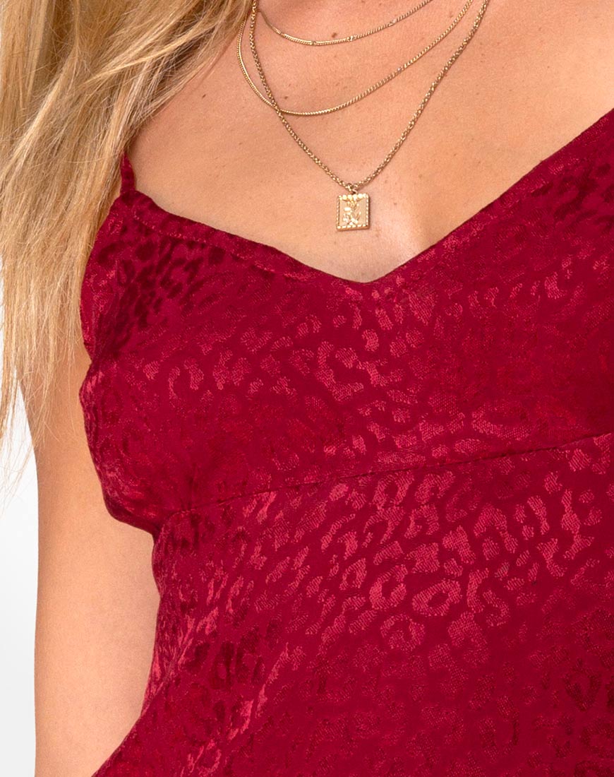 Rilia Slip Dress in Satin Cheetah Raspberry - Image 5