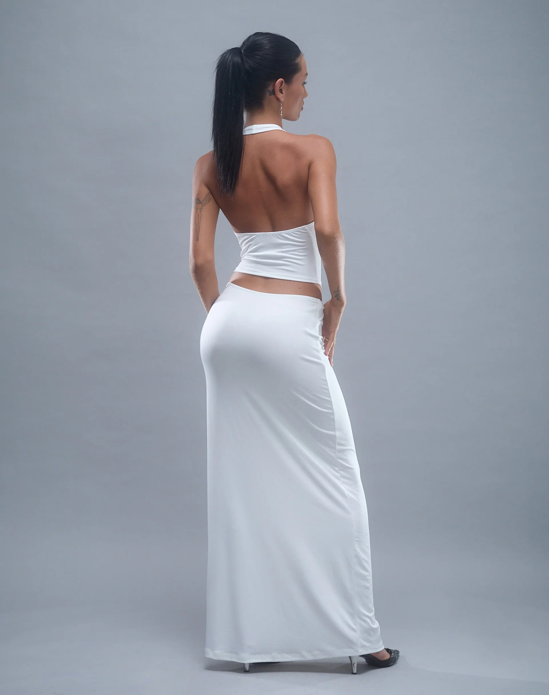 Rim Jersey Maxi Skirt in Ivory - Image 6