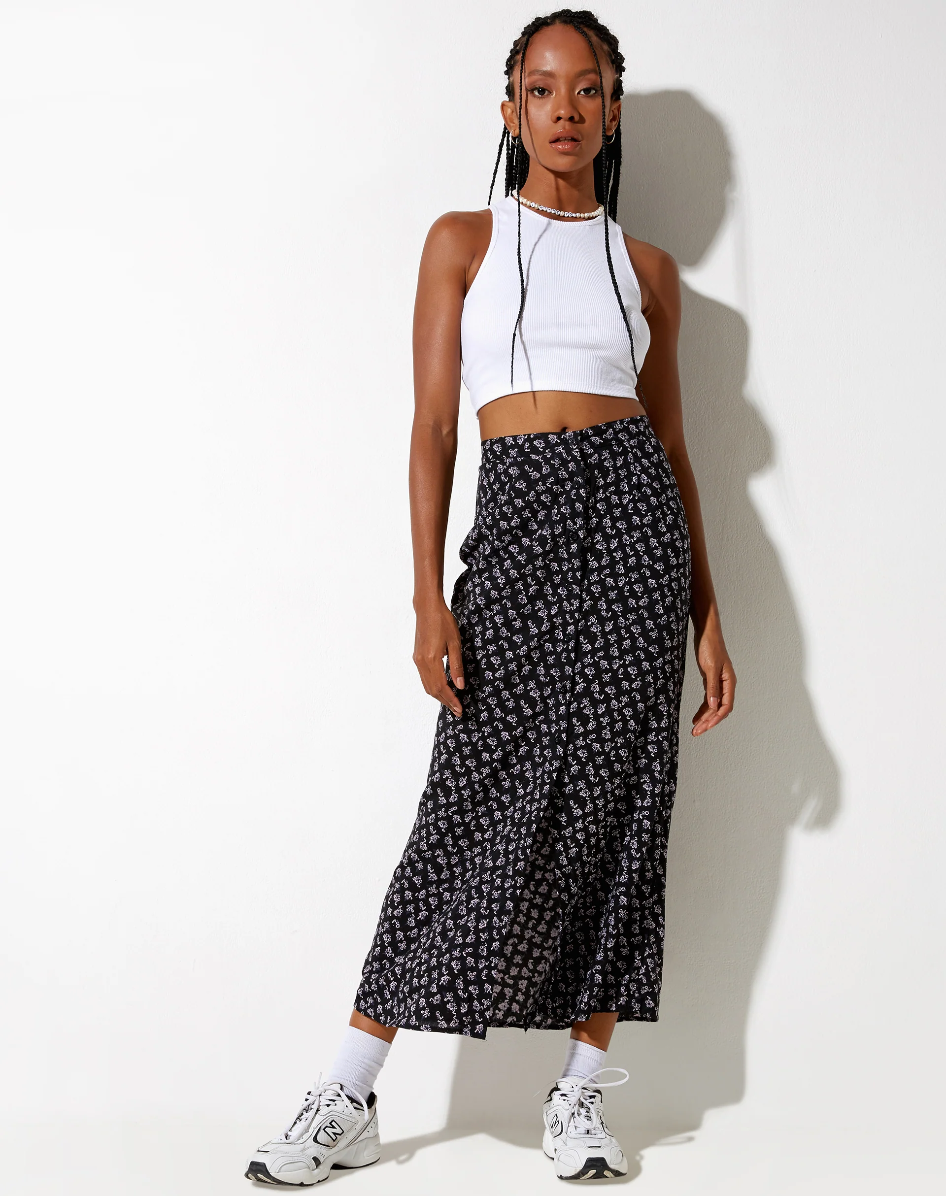 Rima Midi Skirt in Dark Base Floral Black - Image 2