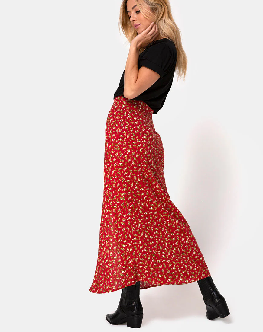 Rima Skirt in Falling For You Floral Red - Image 2
