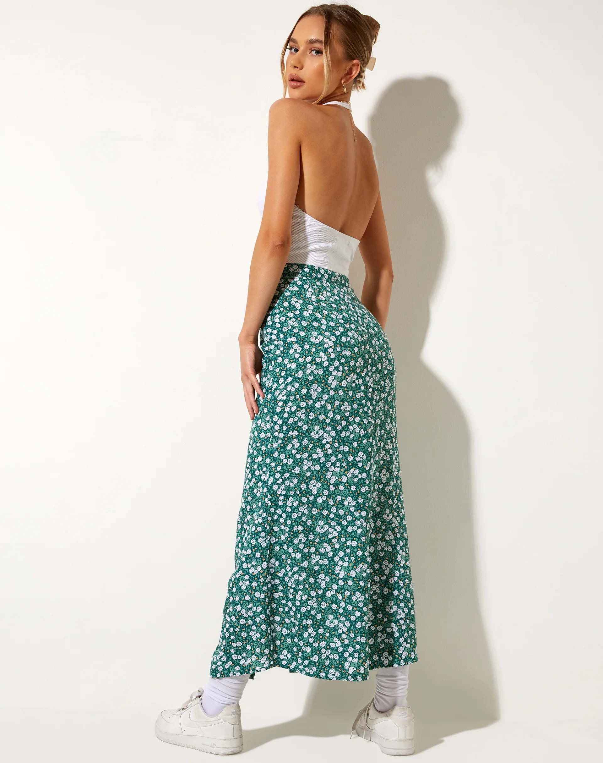 Rima Midi Skirt in Floral Field Green - Image 2