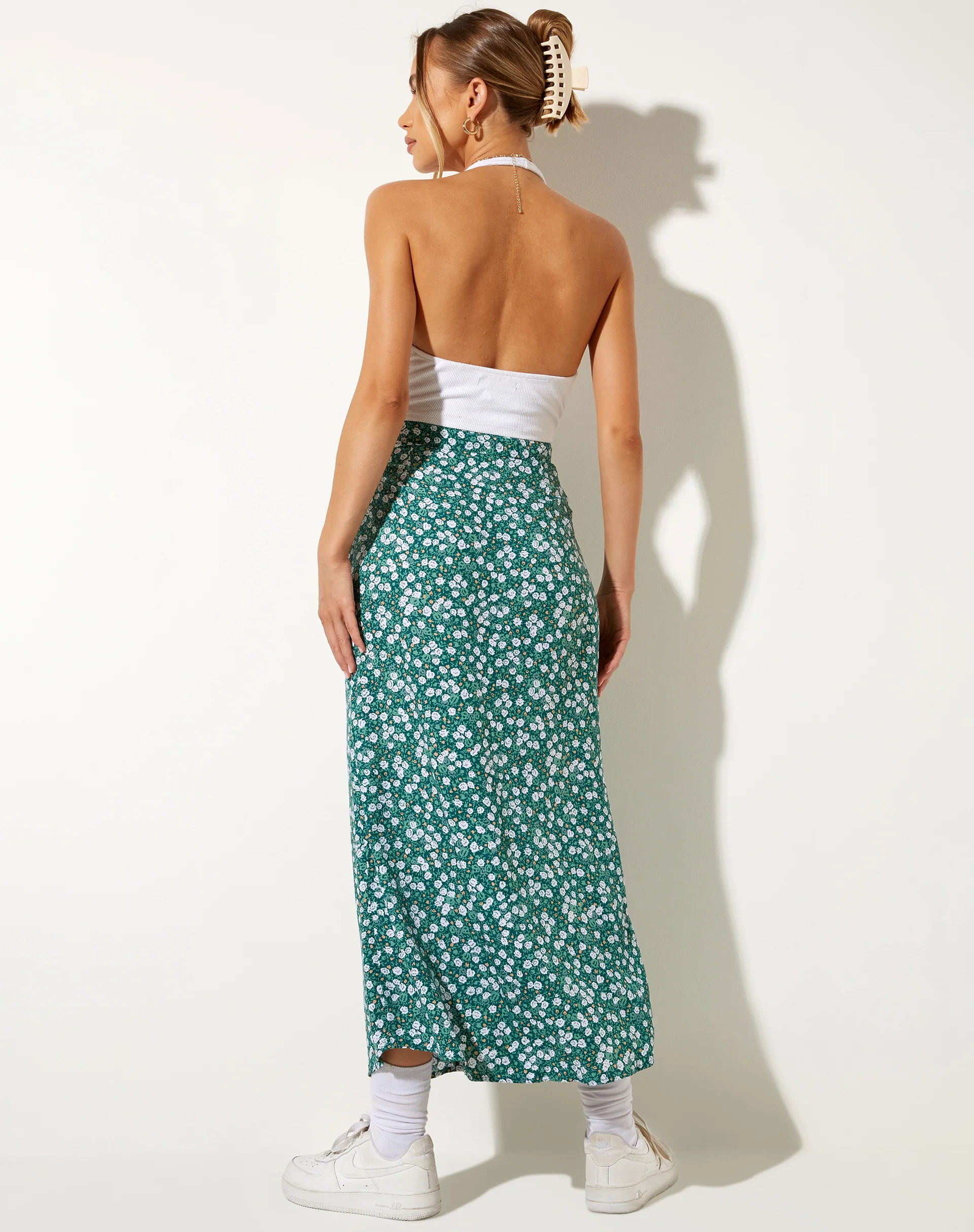 Rima Midi Skirt in Floral Field Green - Image 4