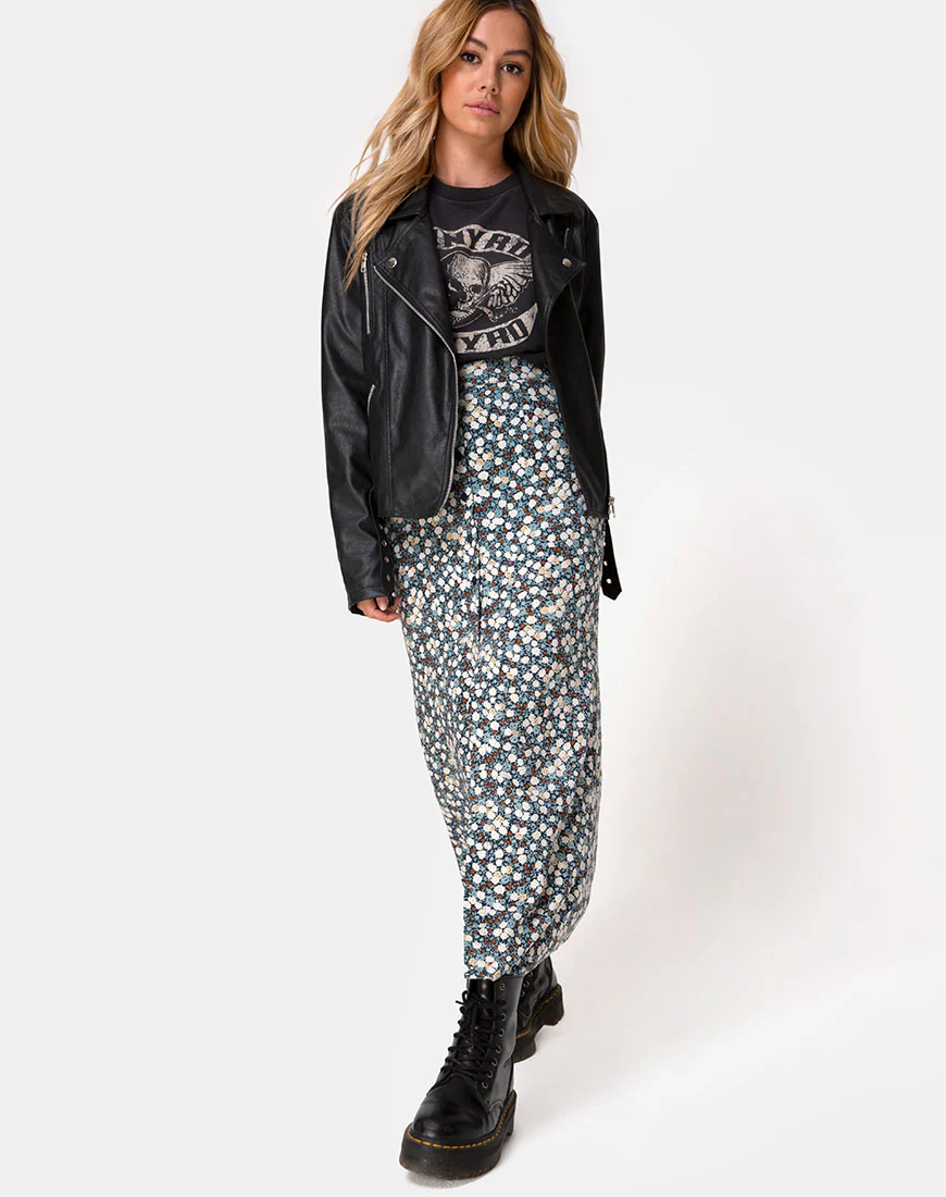 Rima Skirt in Floral Field Navy - Image 3