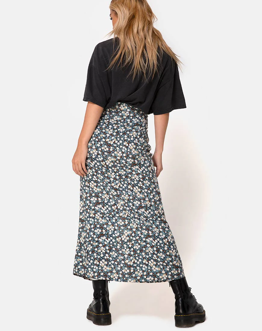 Rima Skirt in Floral Field Navy - Image 4