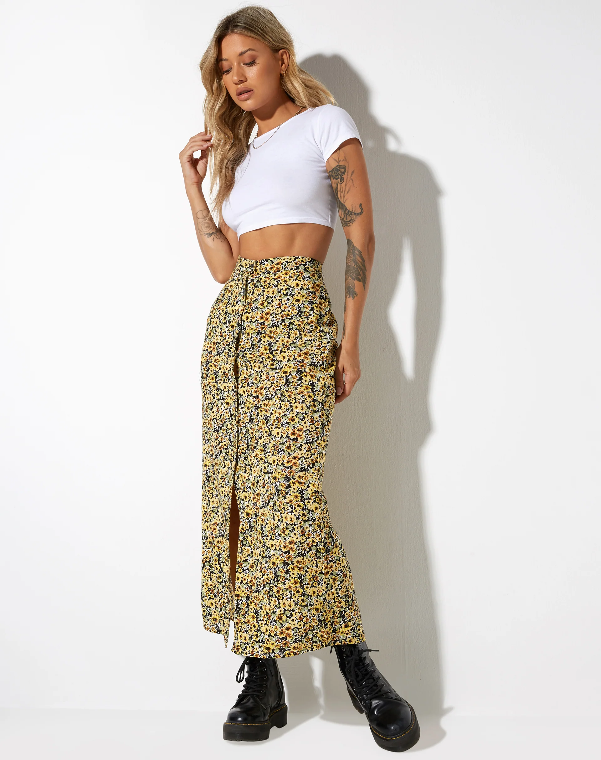 Rima Midi Skirt in Spring Ditsy Yellow - Image 5