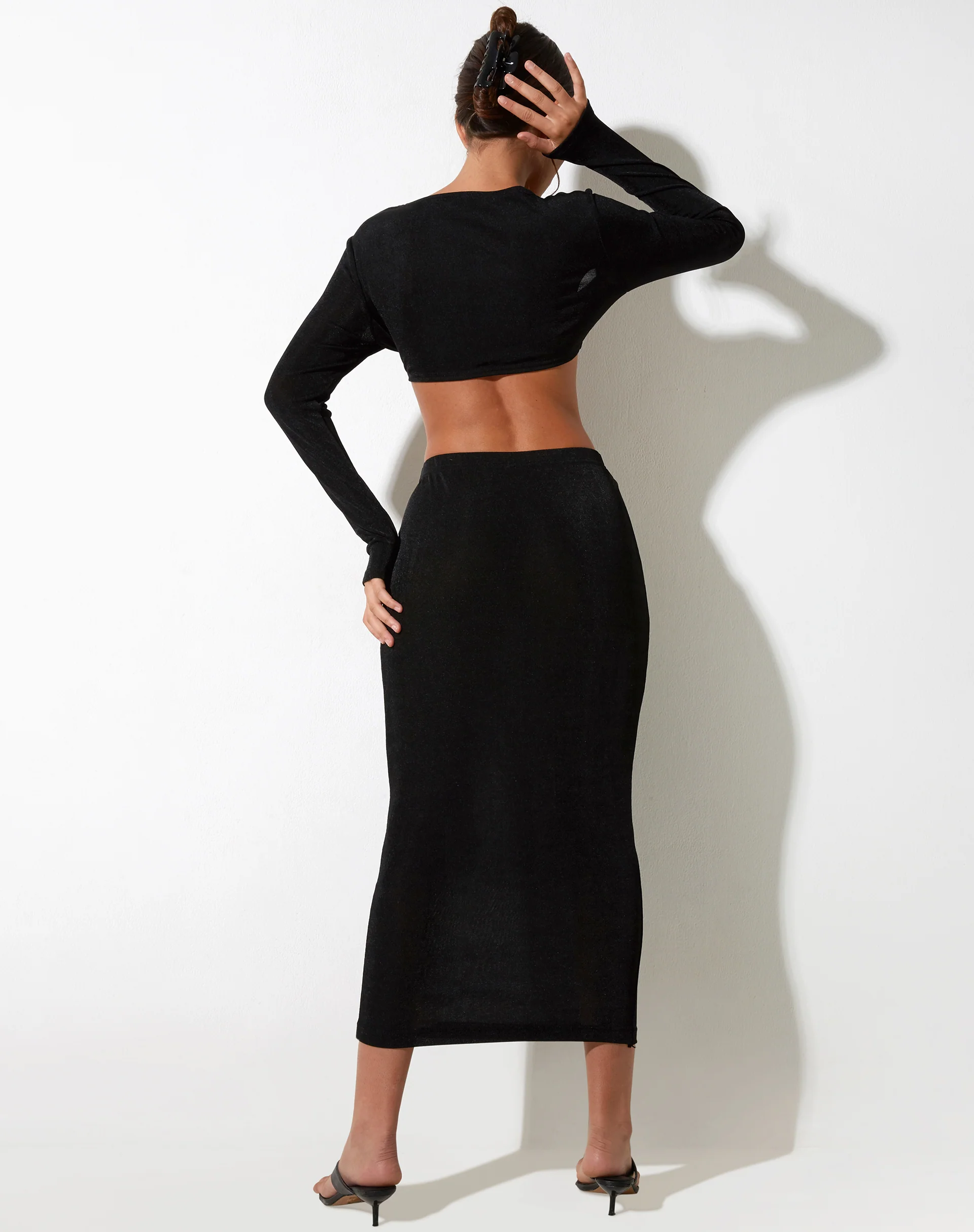 Rindang Midi Skirt in Crepe Black - Image 4