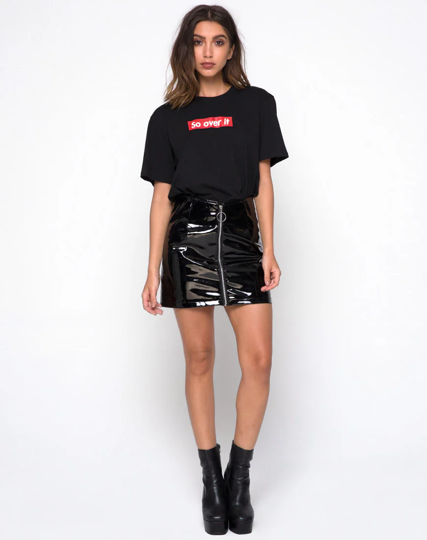 Ring Mini Skirt in PU Shiny Black - Image 4