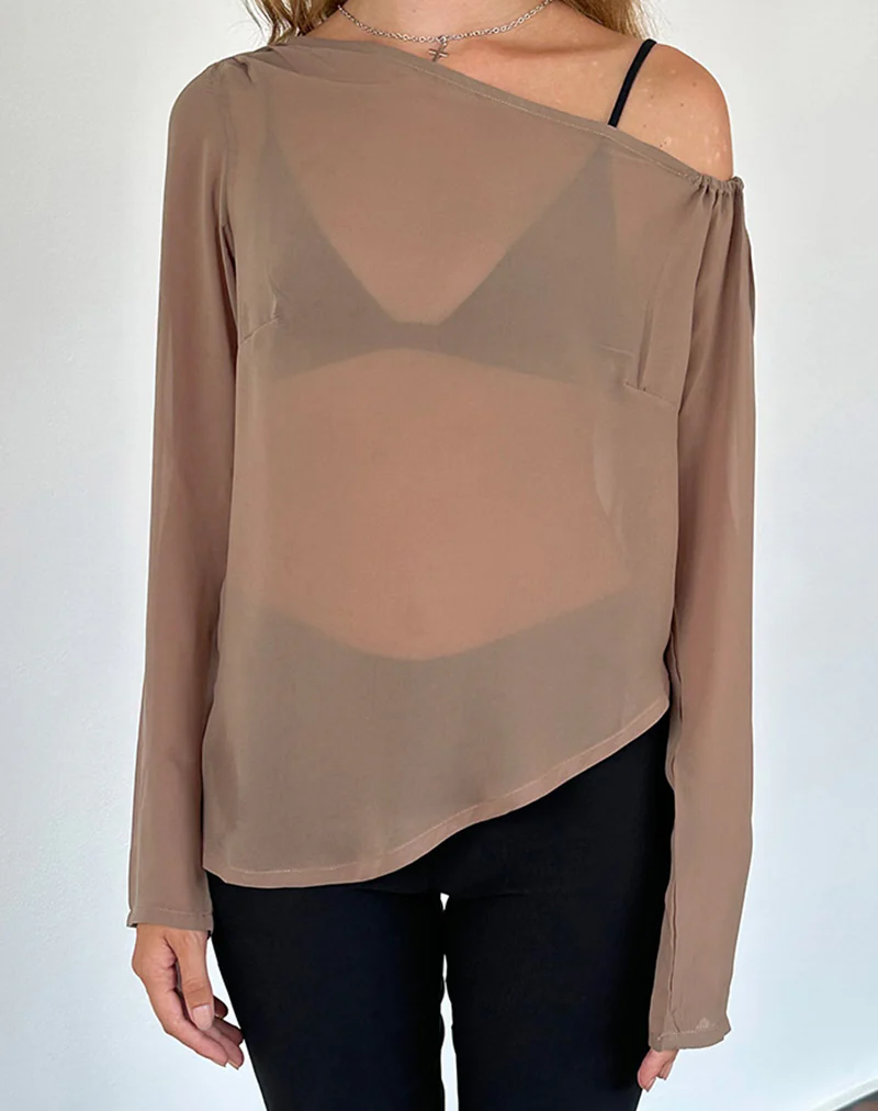 Riot Top in Chiffon Light Brown - Image 2