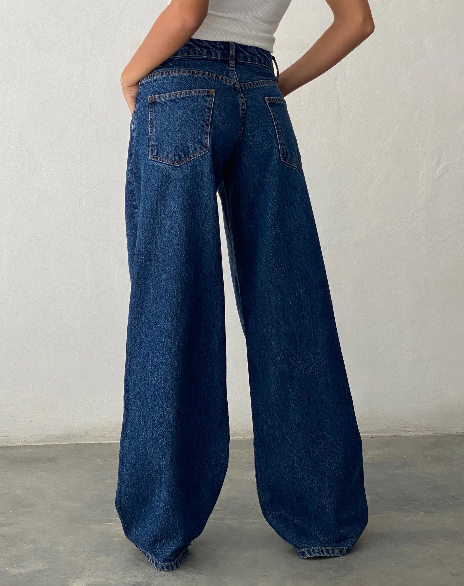 Ripped Roomy Extra Wide Low Rise Jean in Mid Blue Used - Image 3