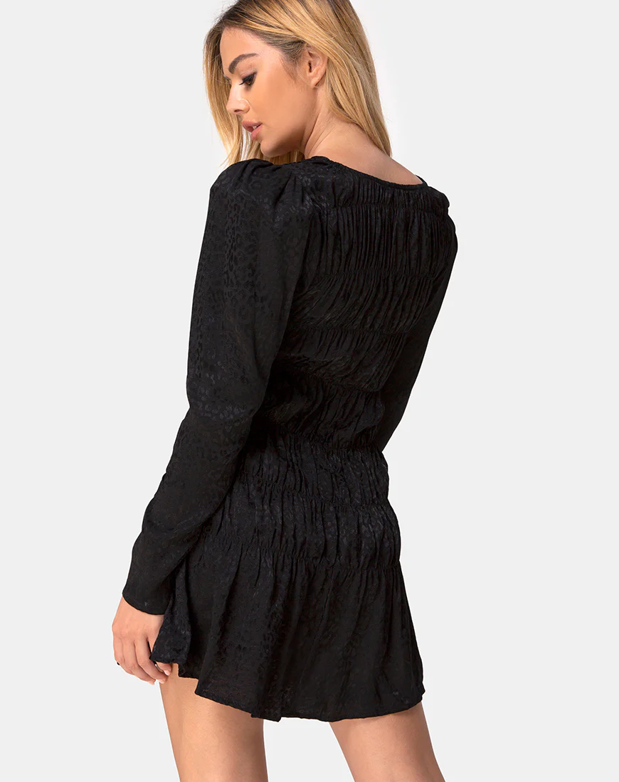 Risana Dress in Satin Cheetah Black - Image 2