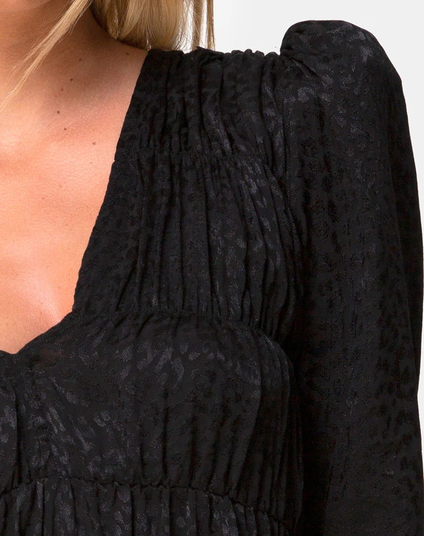 Risana Dress in Satin Cheetah Black - Image 5