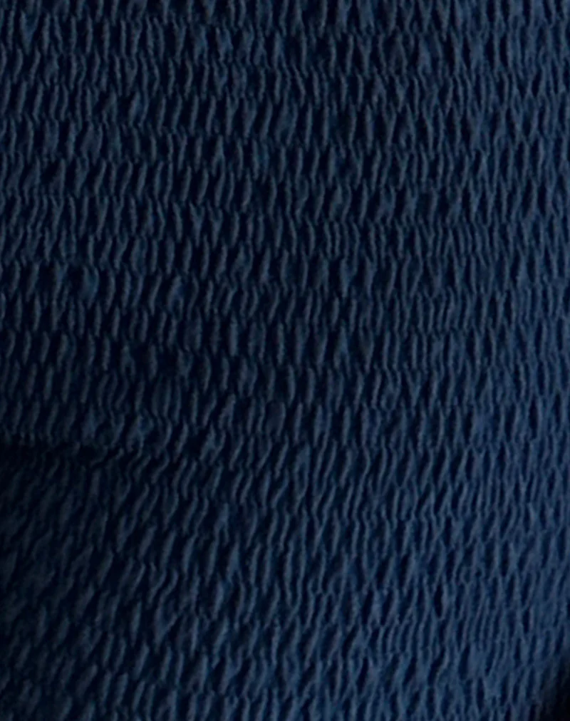 Ritala Shirred Micro Shorts in Navy - Image 5