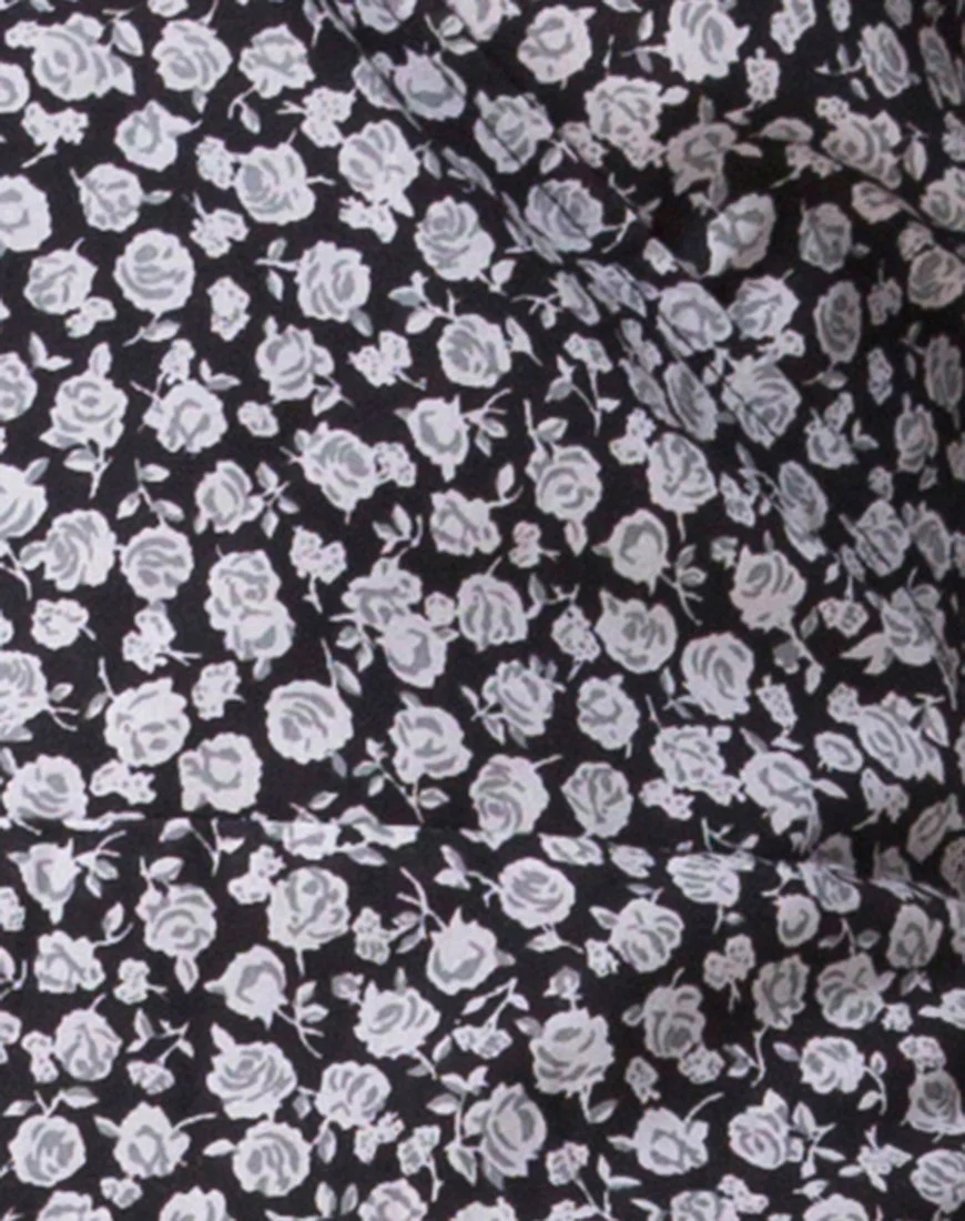Riva Dress in Ditsy Rose Black - Image 5