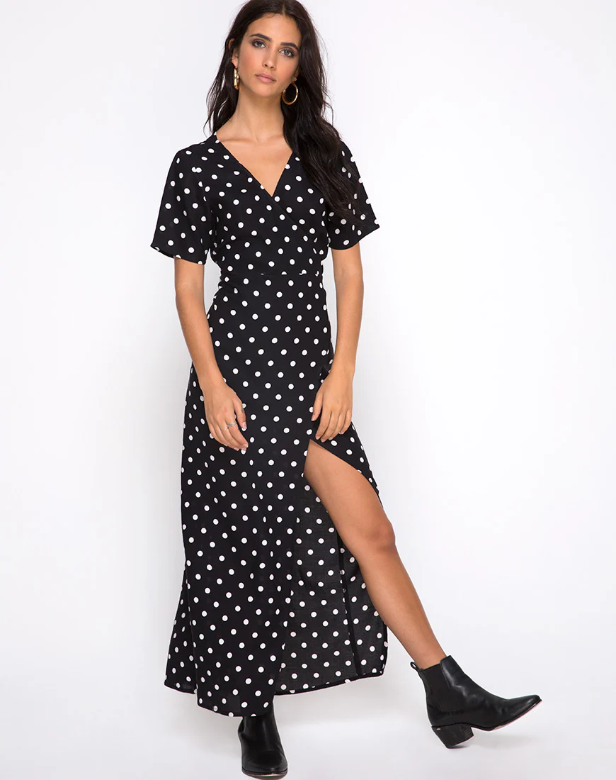 Riva Dress in Medium Polka B/W - Image 3
