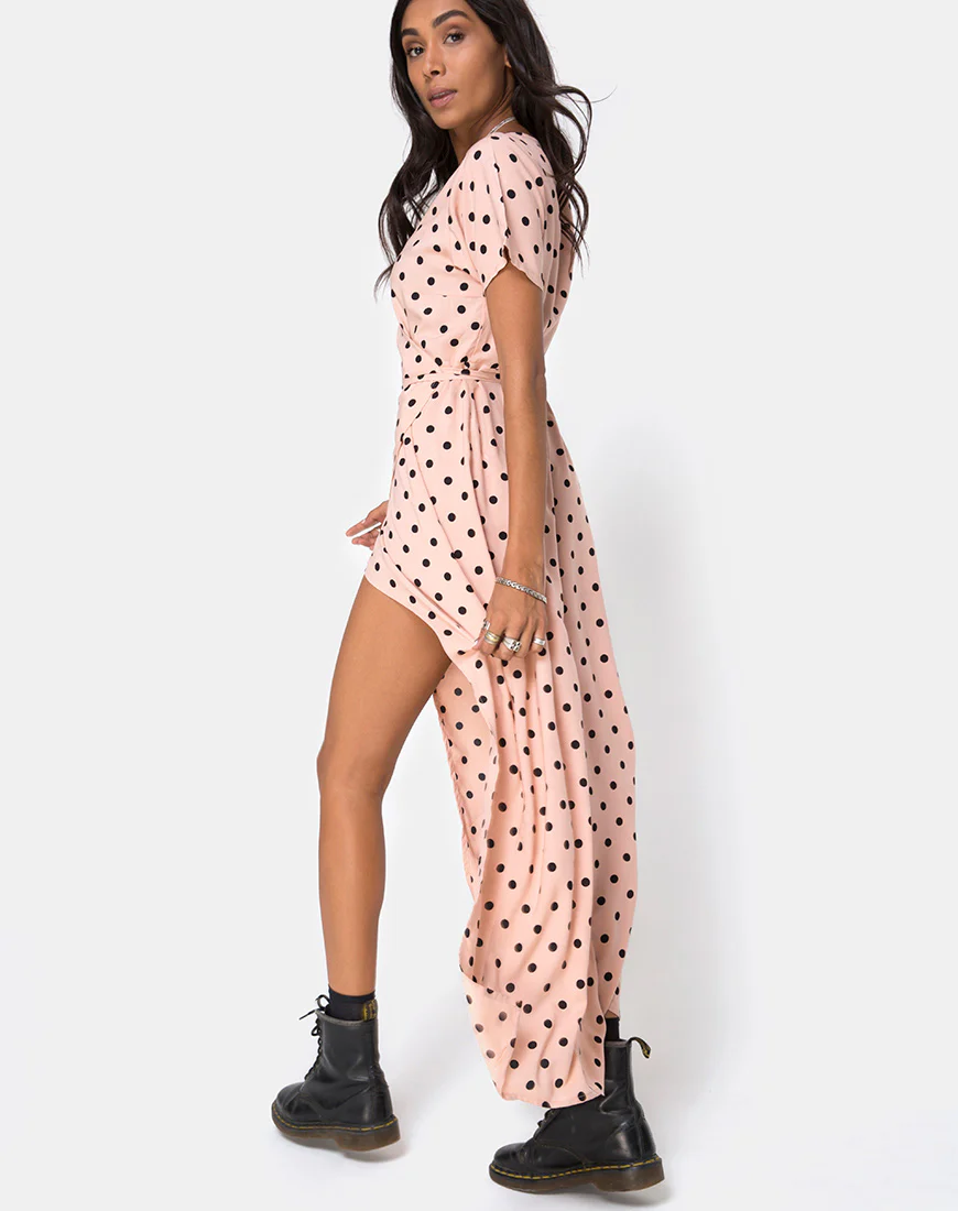 Riva Dress in New Polka Nude Black - Image 2