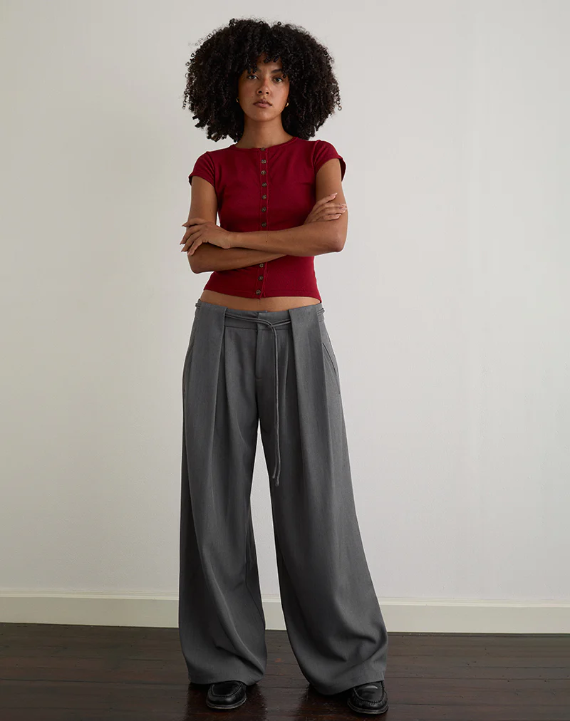 Rivela Tie Waist Trouser in Grey - Image 3