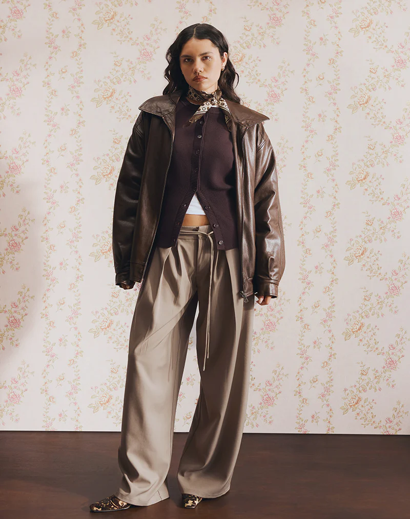 Rivela Tie Waist Trouser in Taupe - Image 2
