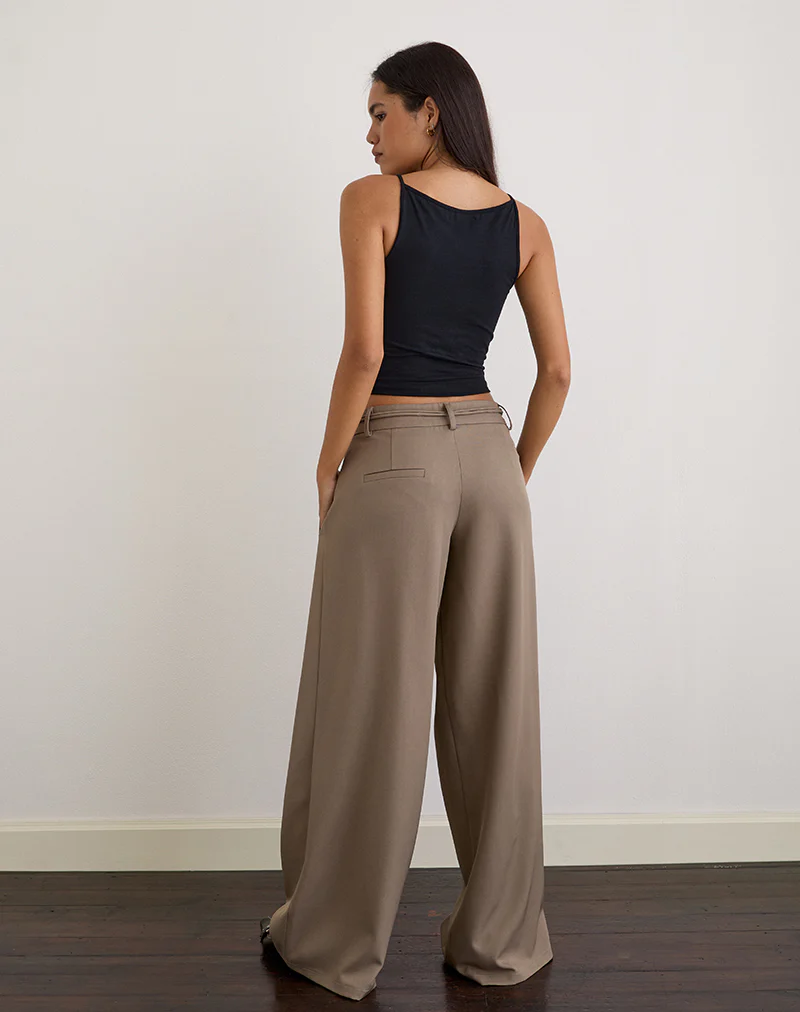 Rivela Tie Waist Trouser in Taupe - Image 6