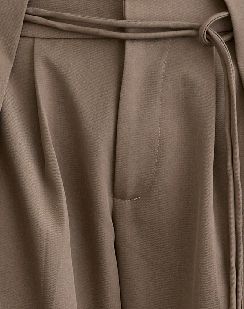 Rivela Tie Waist Trouser in Taupe - Image 7