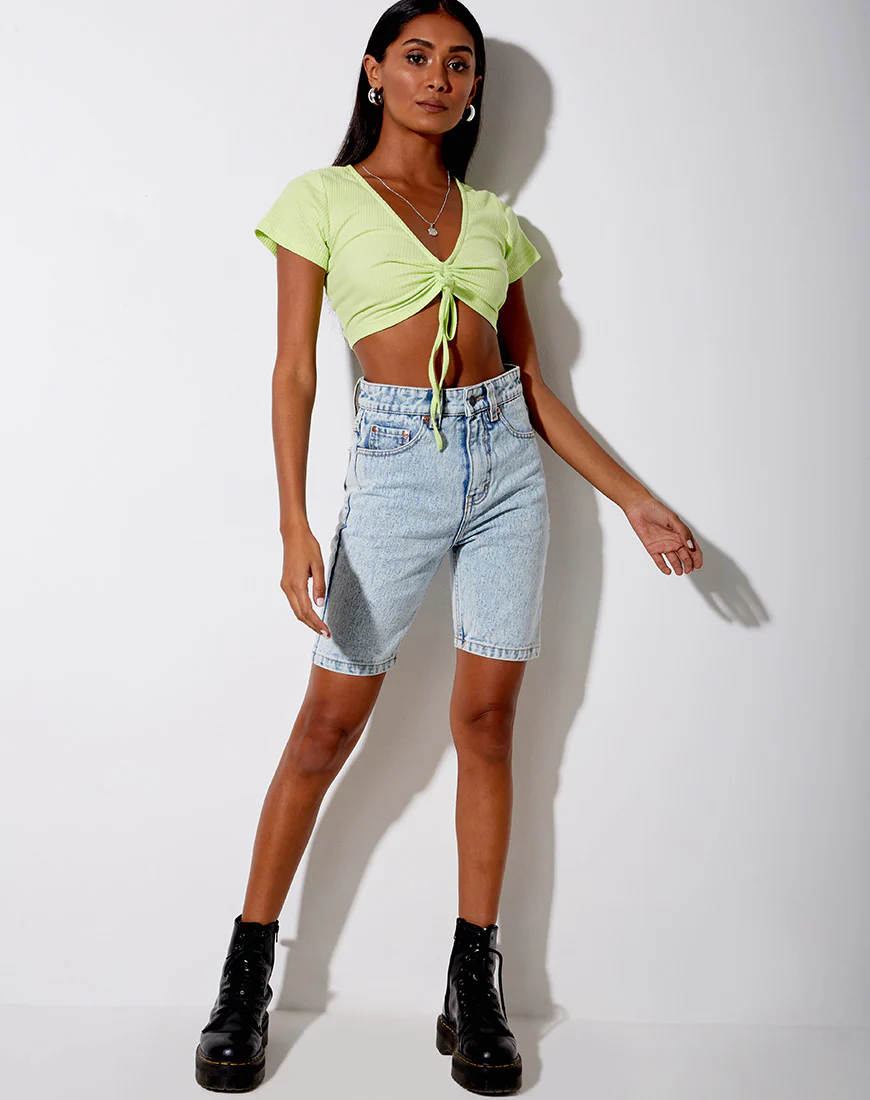 Rivera Crop Top in Rib Lime - Image 3