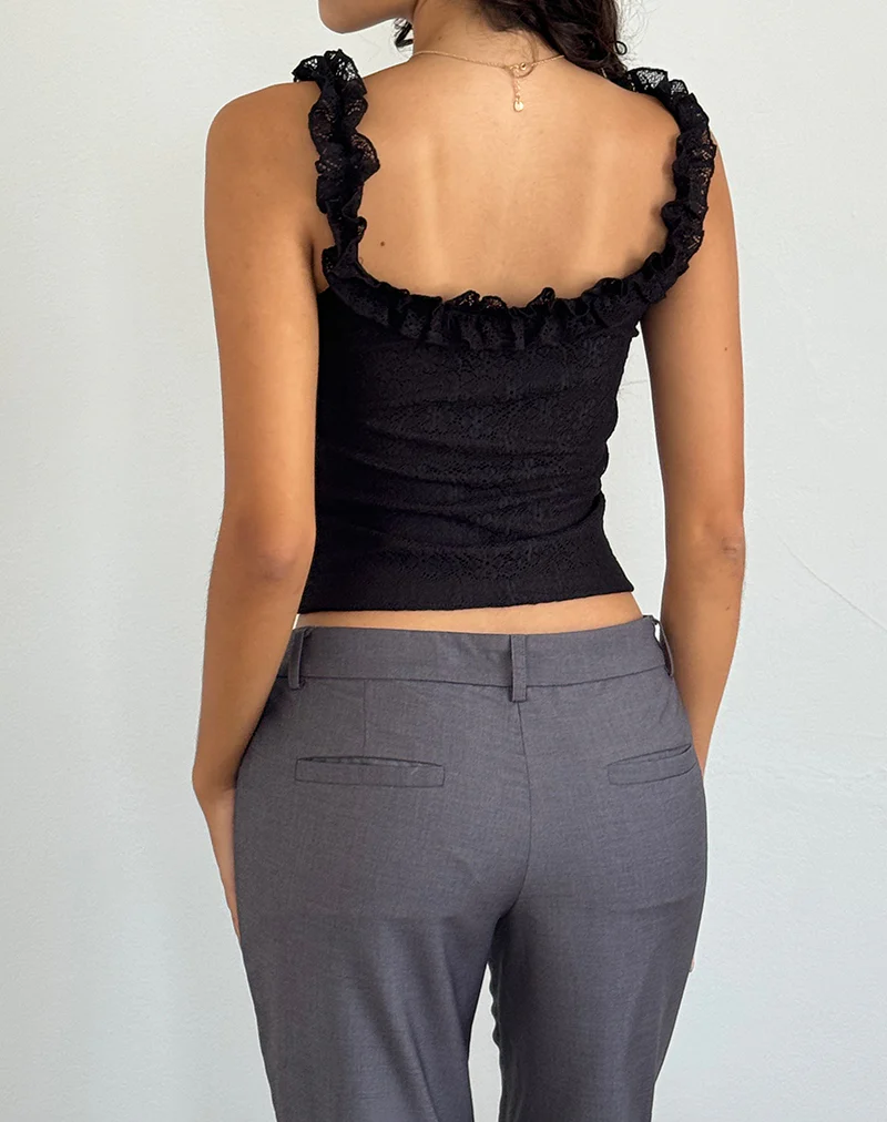 Roberta Frill Edge Top in Lace Black - Image 5