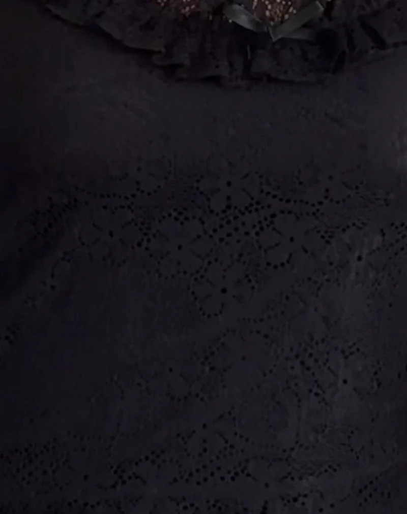 Roberta Frill Edge Top in Lace Black - Image 7