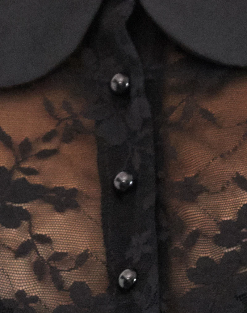 Rochea Blouse in Unlined Lace Black - Image 6