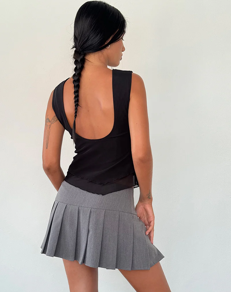 Rochie Asymmetric Top in Mesh Black - Image 3