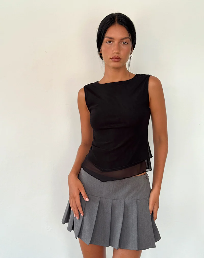 Rochie Asymmetric Top in Mesh Black - Image 4