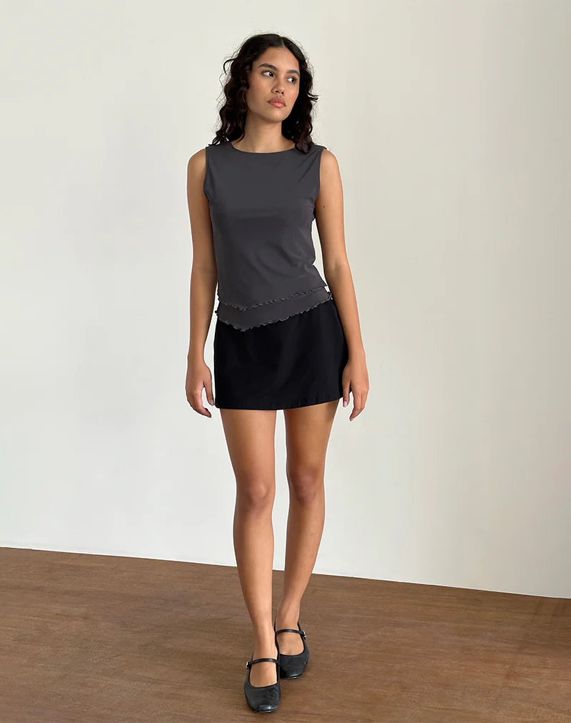 Rochie Asymmetric Top in Mesh Ocean Storm - Image 3