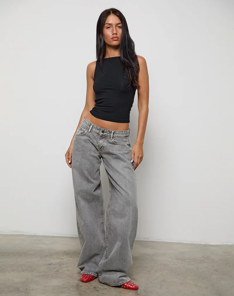 Rocio High Neck Backless Tank Top in Black - Image 3