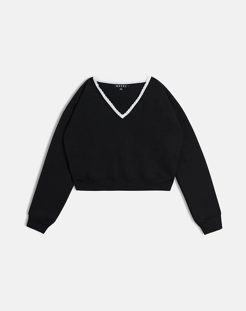 Rodyn Jumper in Black with White Picot Binding - Image 5