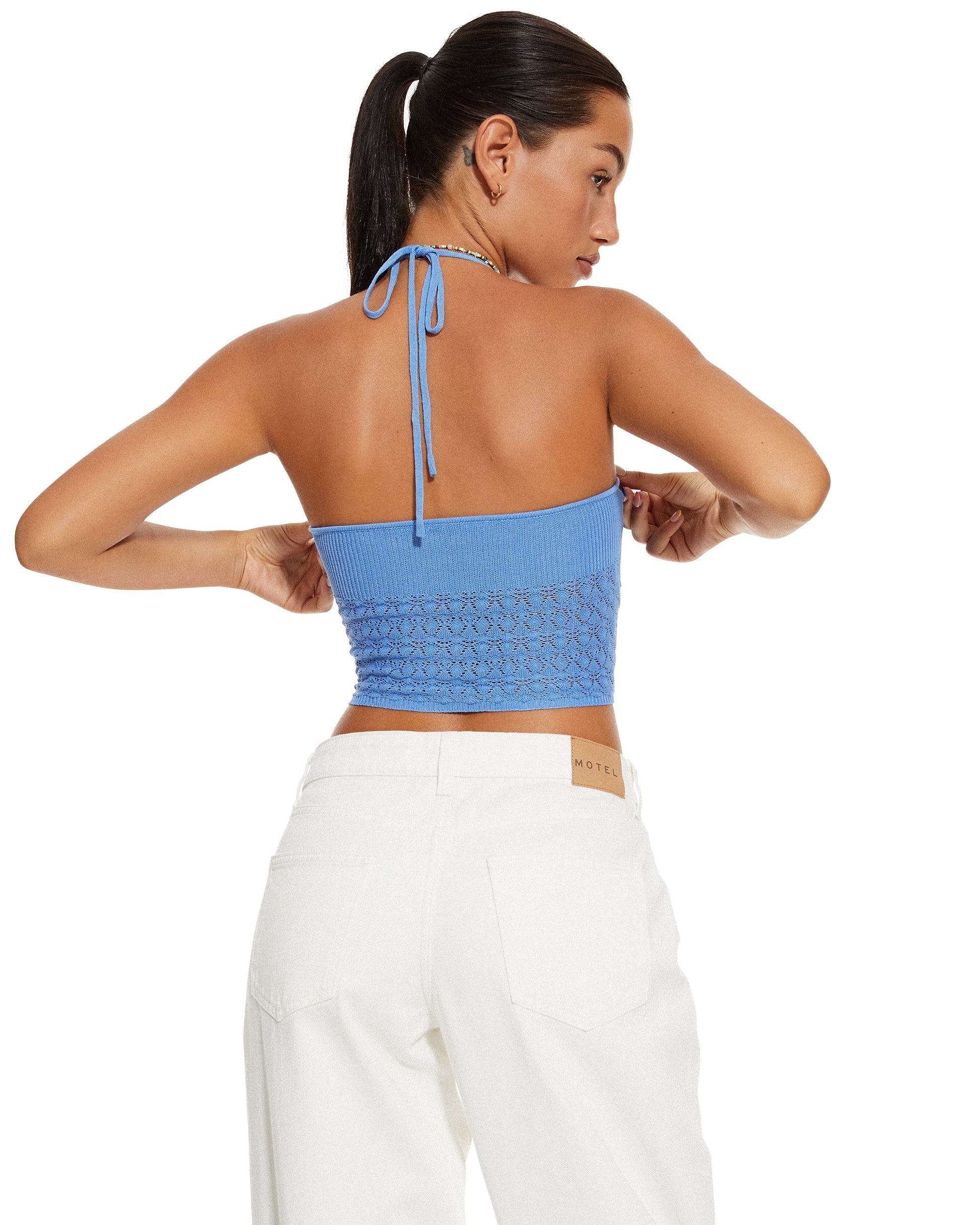 MOTEL X BARBARA Roe Crop Top in Blue - Image 4
