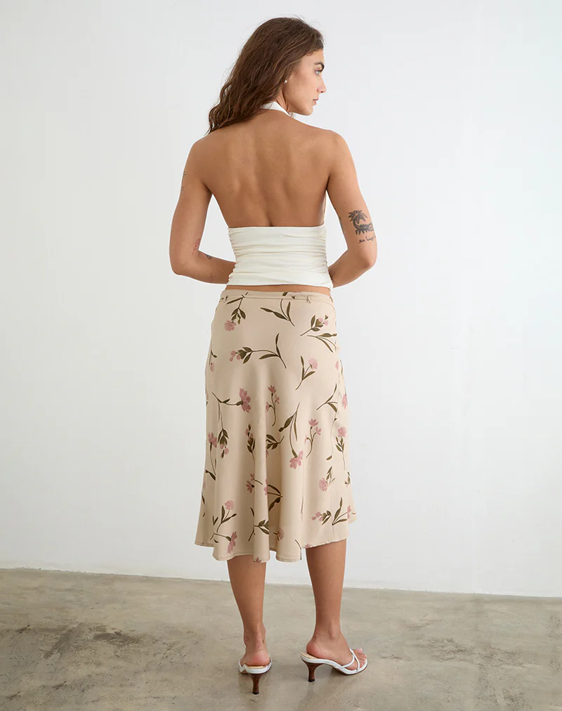 Rohaya Midi Skirt in Bloom Leafy Taupe - Image 5
